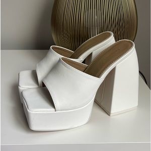 Platform Chunk Heel Square Toe Mule